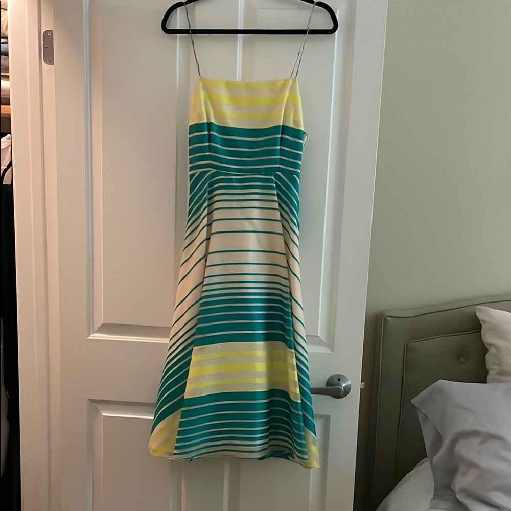 Tracy Reese Yellow and Green Sundress Sleeveless Spaghetti Strap